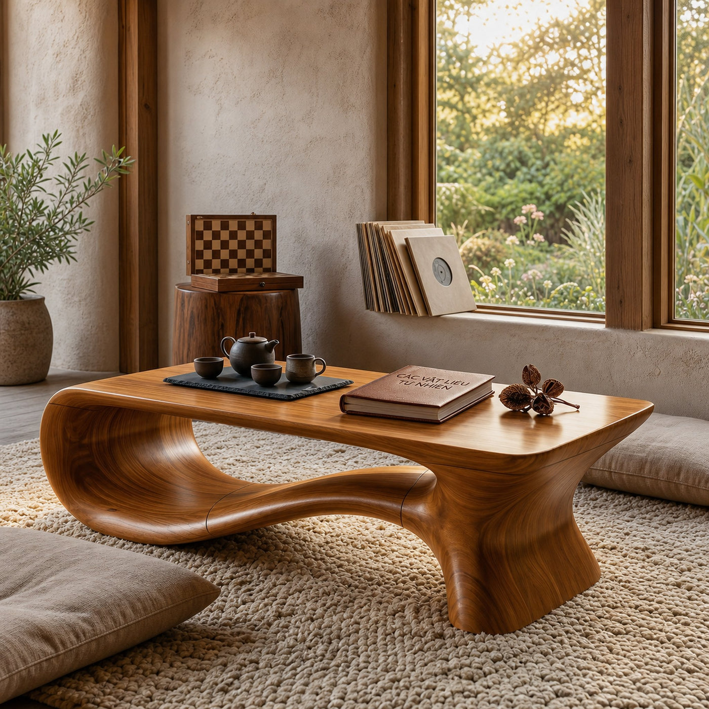 Modern Coffee Table With Flowing Organic Silhouette For Living Room - product view 6
