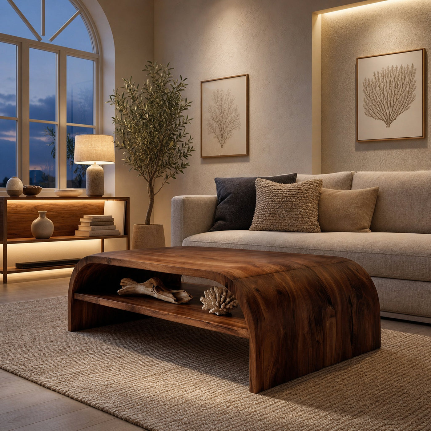 Modern Coffee Table With Flowing Rounded Edge For Living Room - product view 6