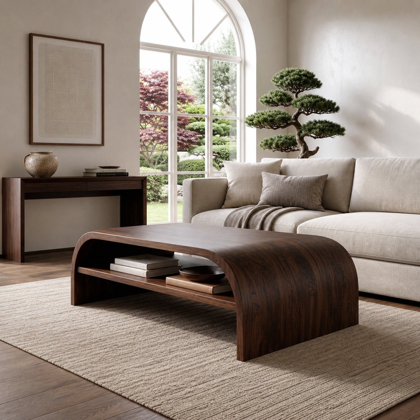 Modern Coffee Table With Flowing Rounded Edge For Living Room - product view 7