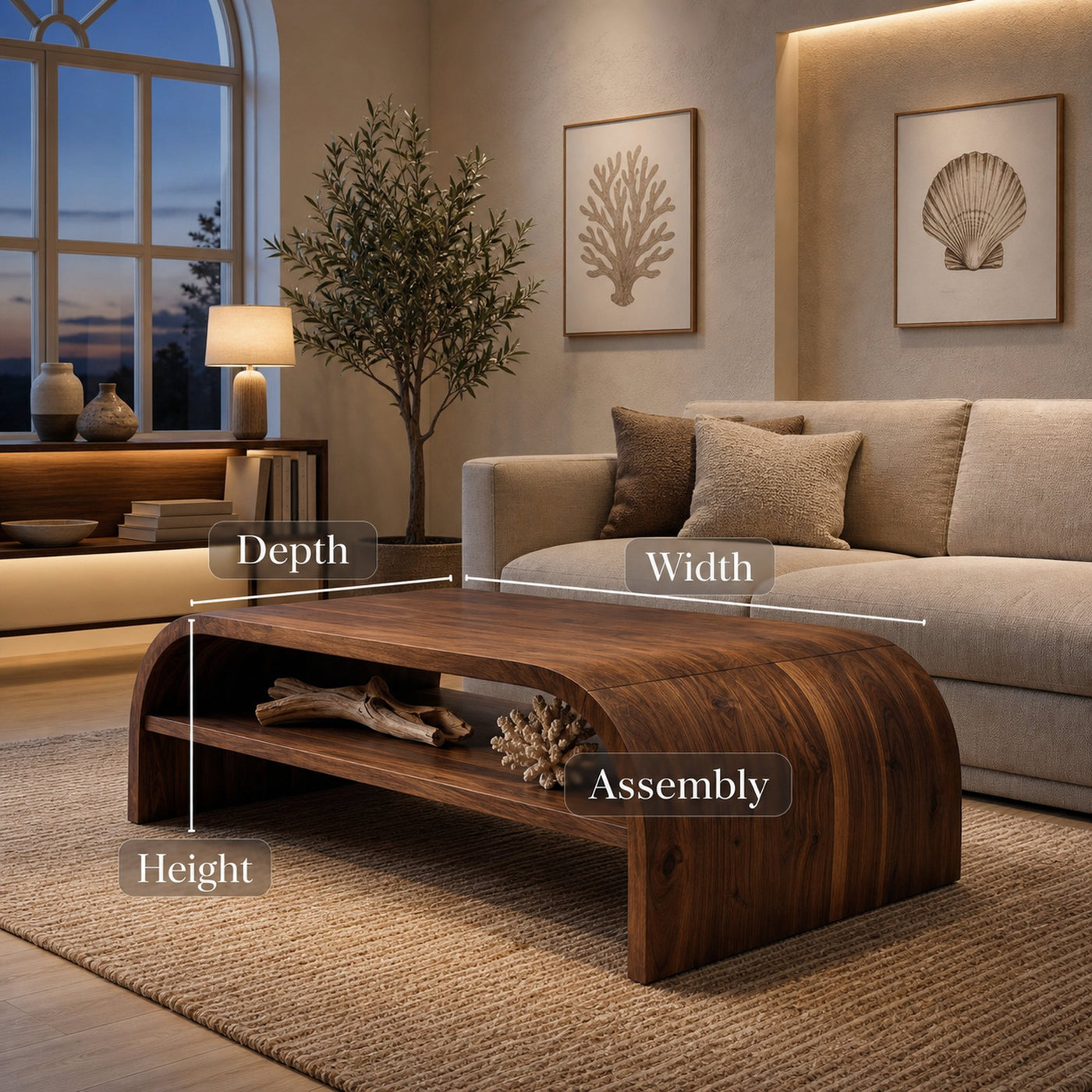 Modern Coffee Table With Flowing Rounded Edge For Living Room - product view 8