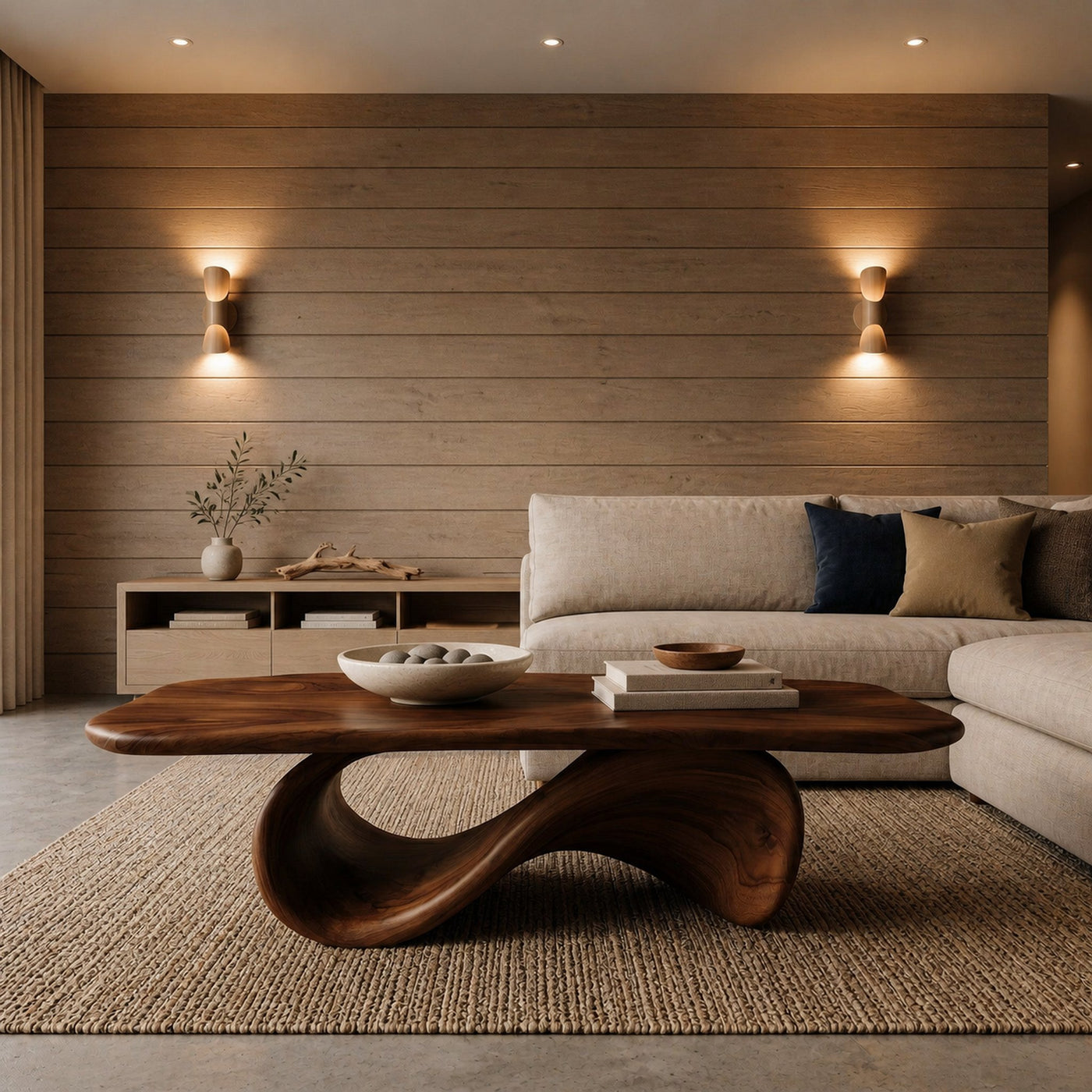 Modern Coffee Table With Organic Curved Base For Living Room - product view 6