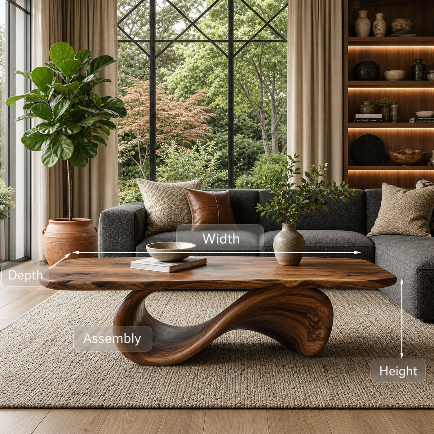 Modern Coffee Table With Organic Curved Base For Living Room - product view 8