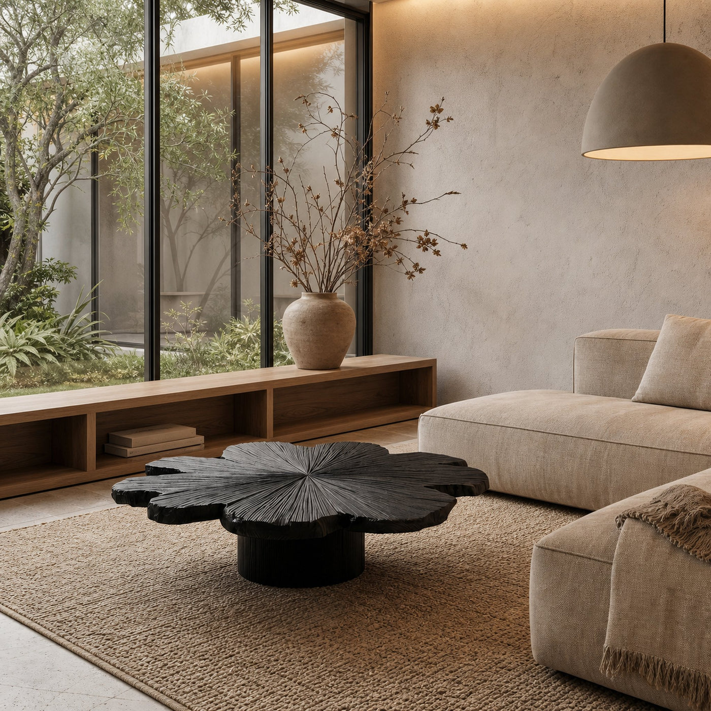 Modern Coffee Table With Sculptural Petal Inspired Design For Living Room