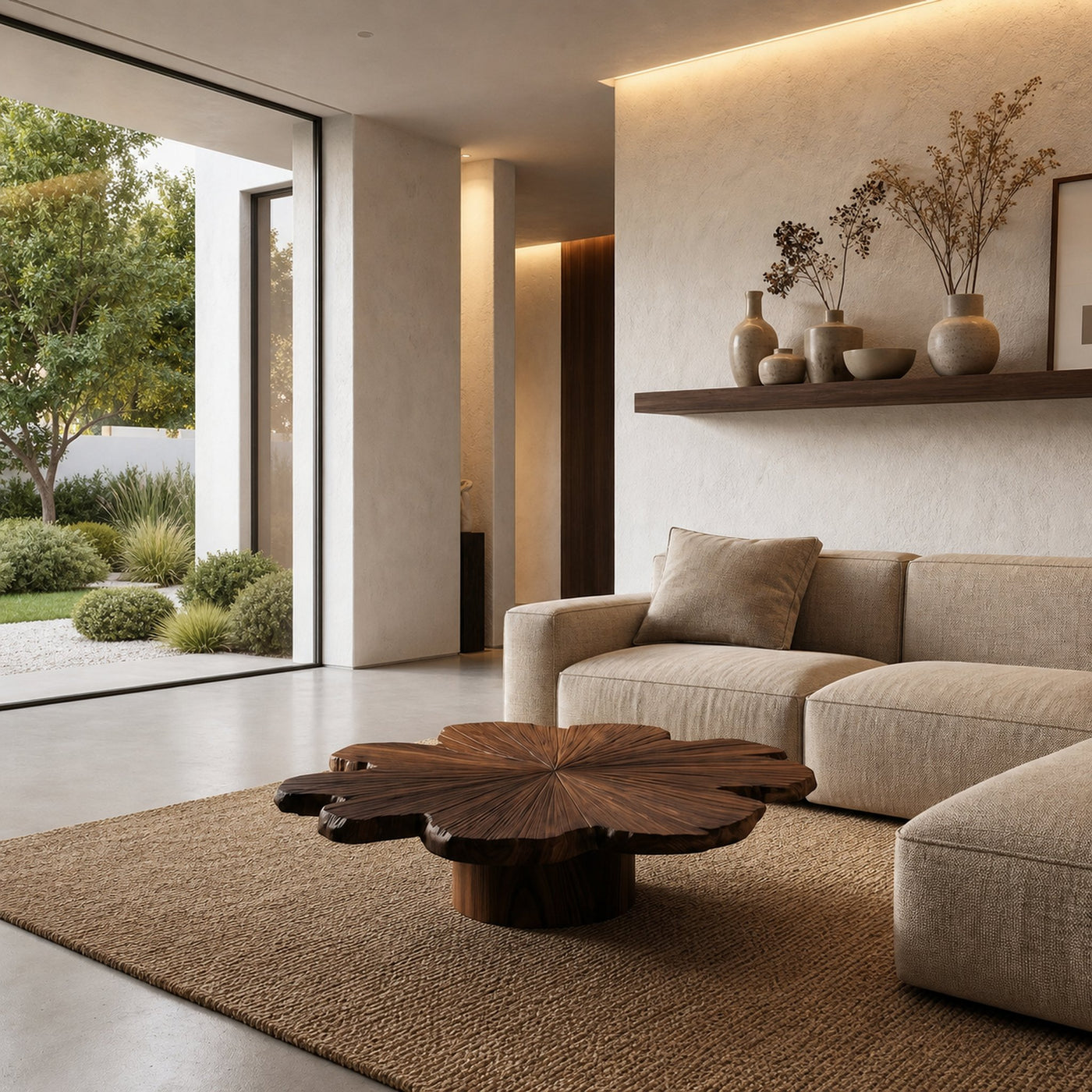 Modern Coffee Table With Sculptural Petal Inspired Design For Living Room - product view 6