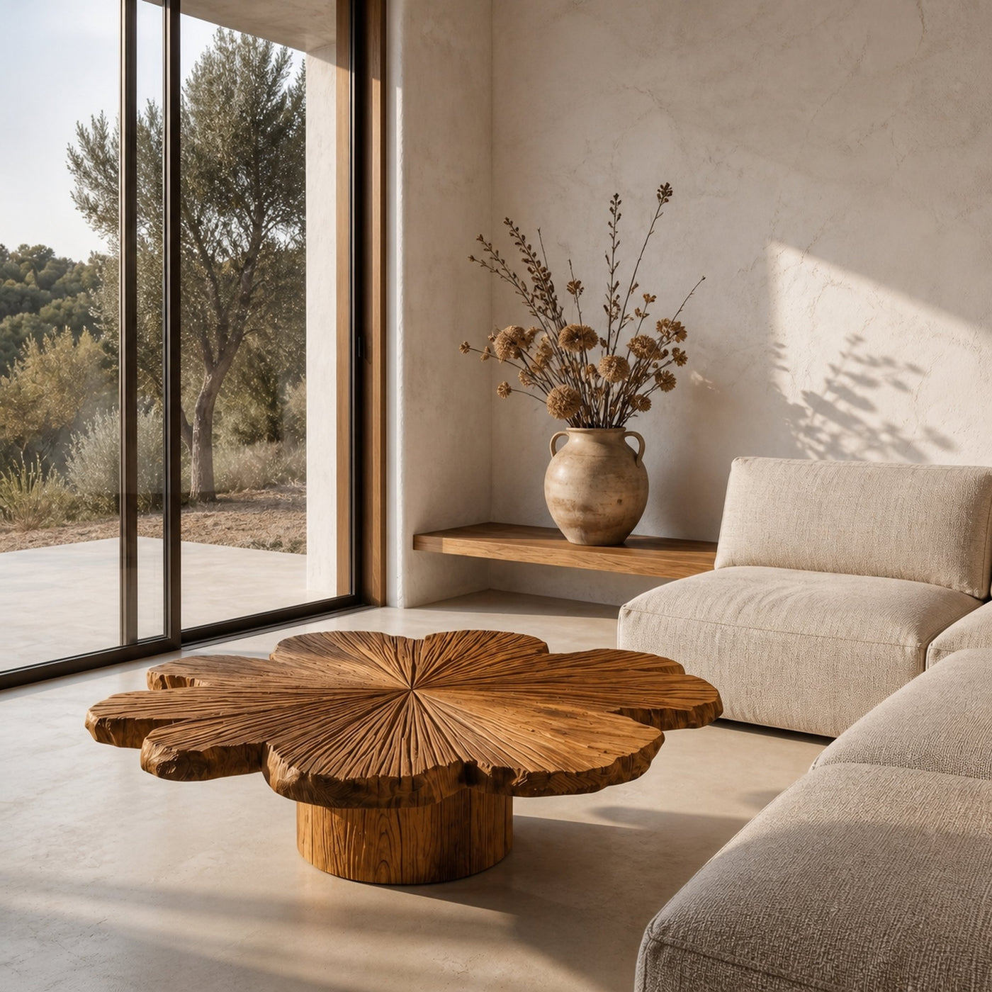 Modern Coffee Table With Sculptural Petal Inspired Design For Living Room - product view 7