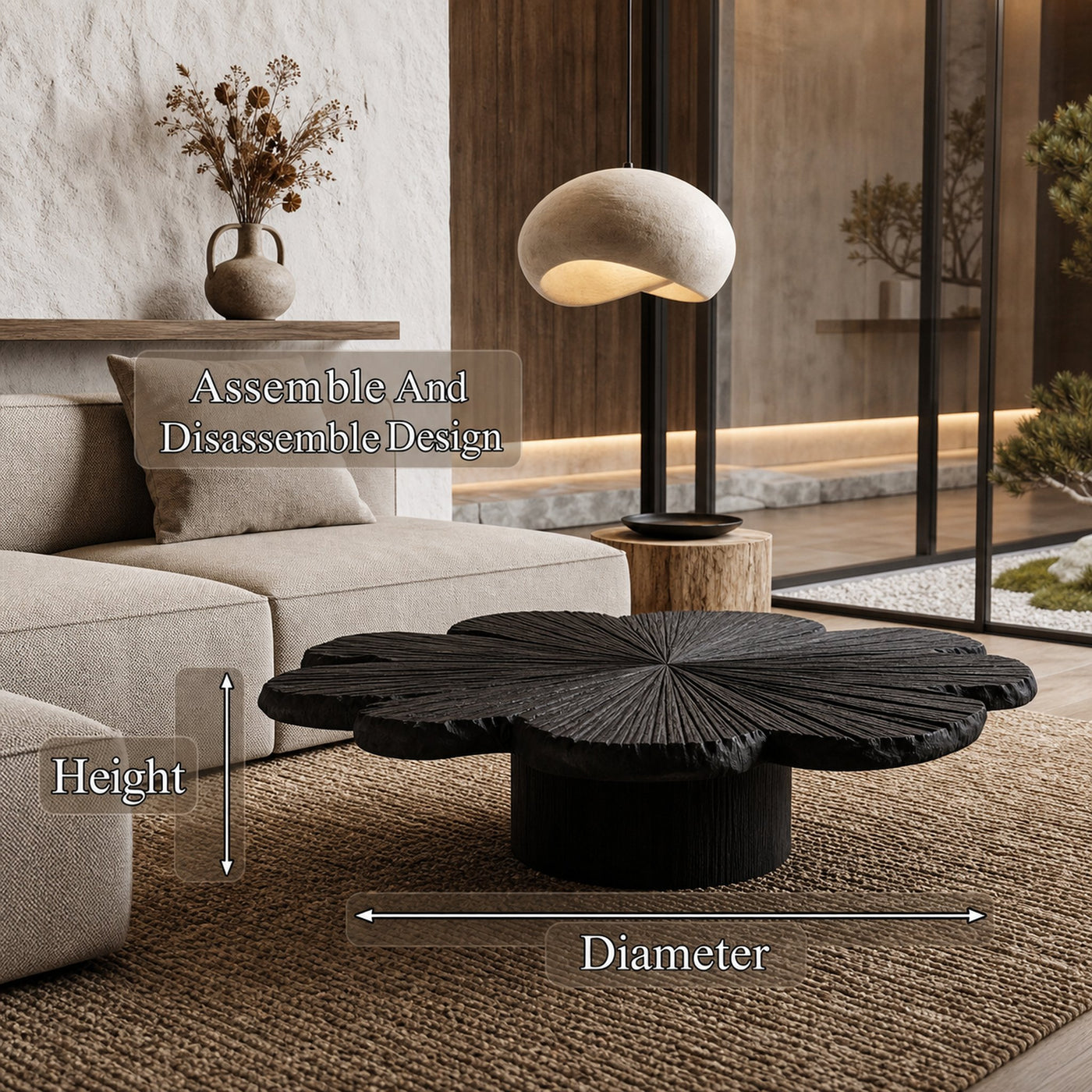 Modern Coffee Table With Sculptural Petal Inspired Design For Living Room - product view 8