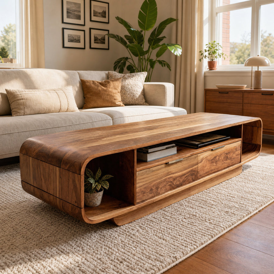 Modern Coffee Table With Storage Drawers For Living Room