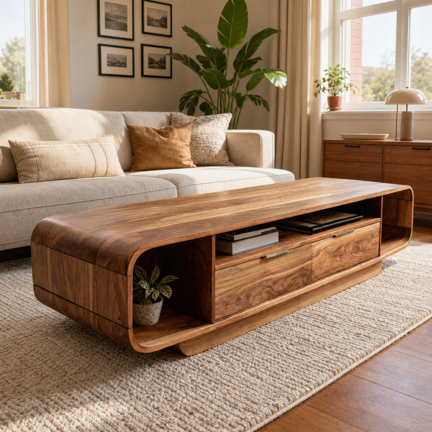 Modern Coffee Table With Storage Drawers For Living Room