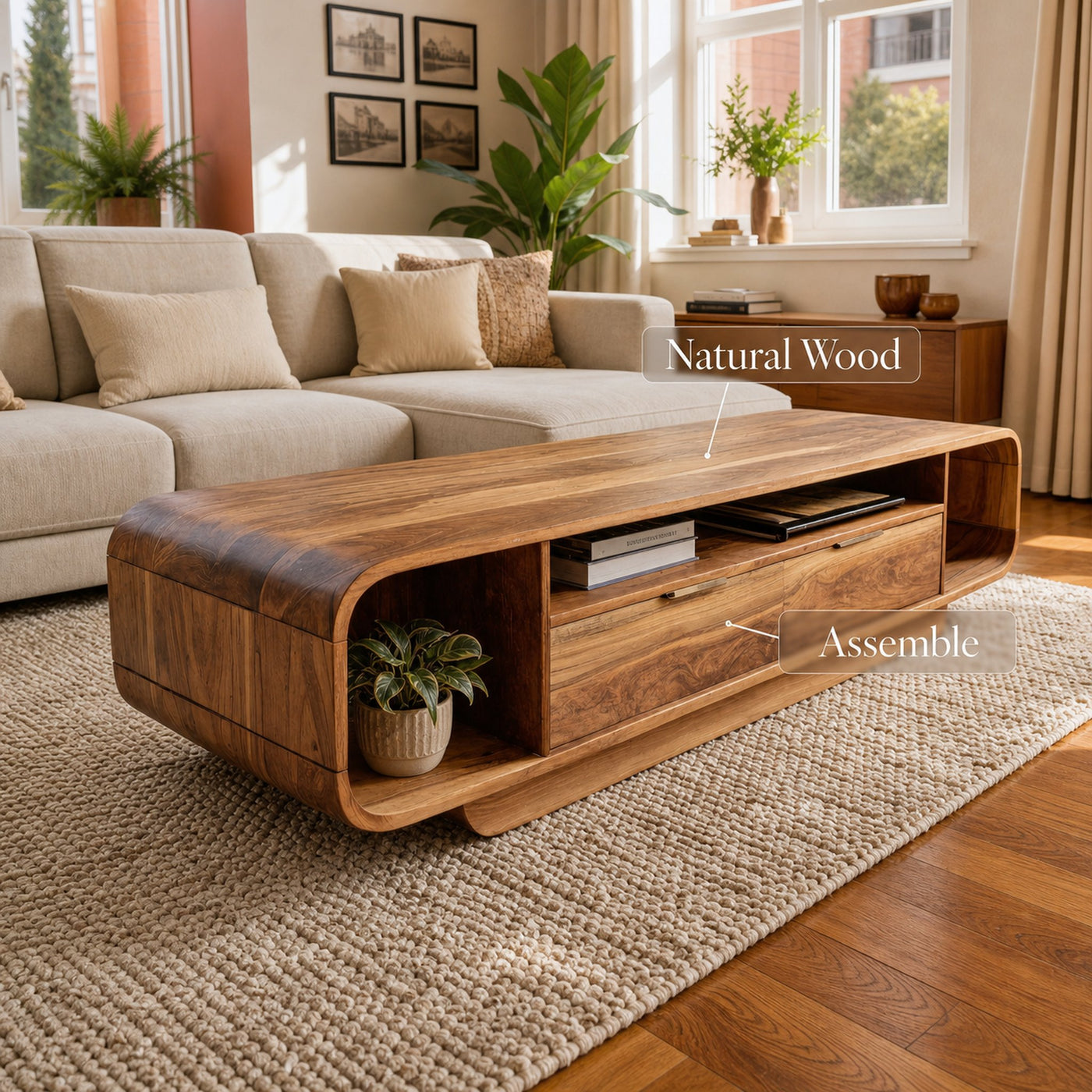 Modern Coffee Table With Storage Drawers For Living Room - product view 5