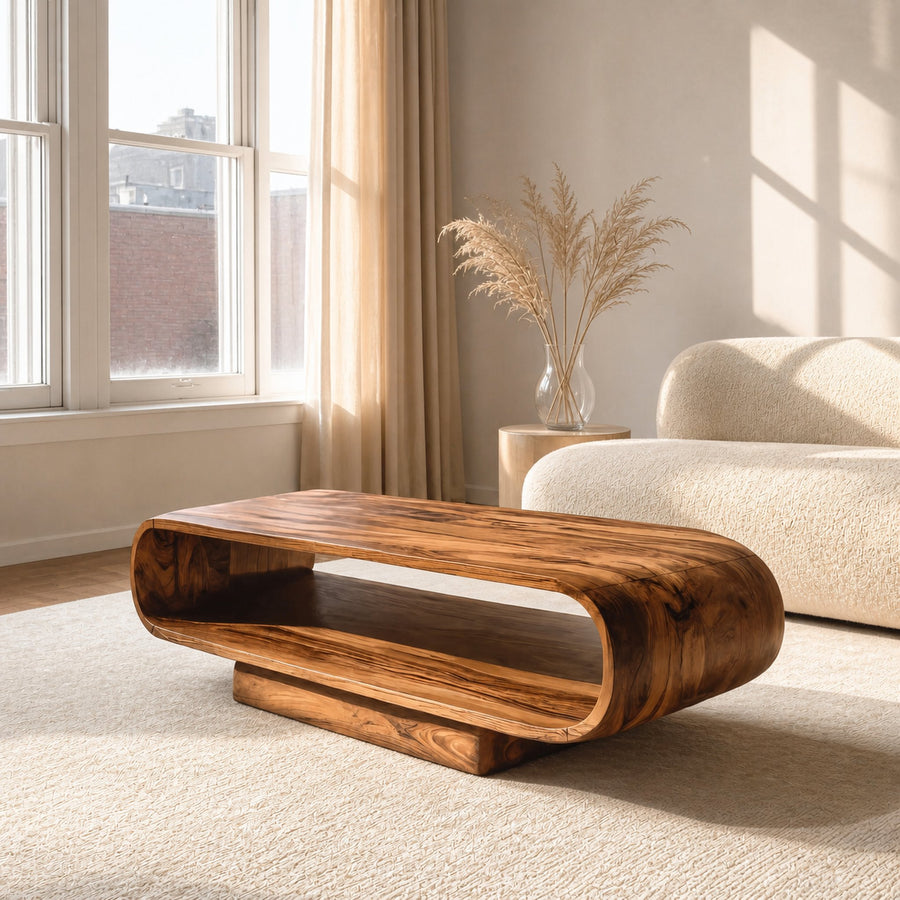 Modern Coffee Table With Storage Shelf For Living Room