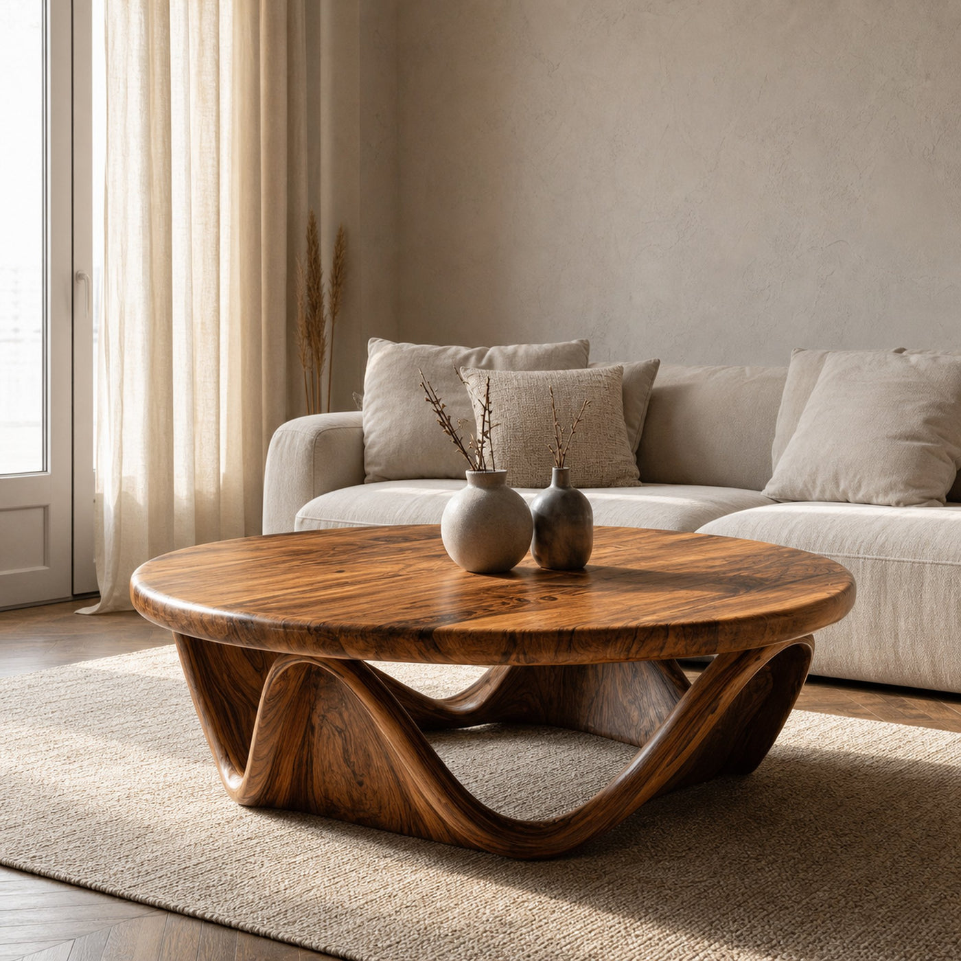 Modern Coffee Table With Unique Flowing Base For Living Room - product view 6