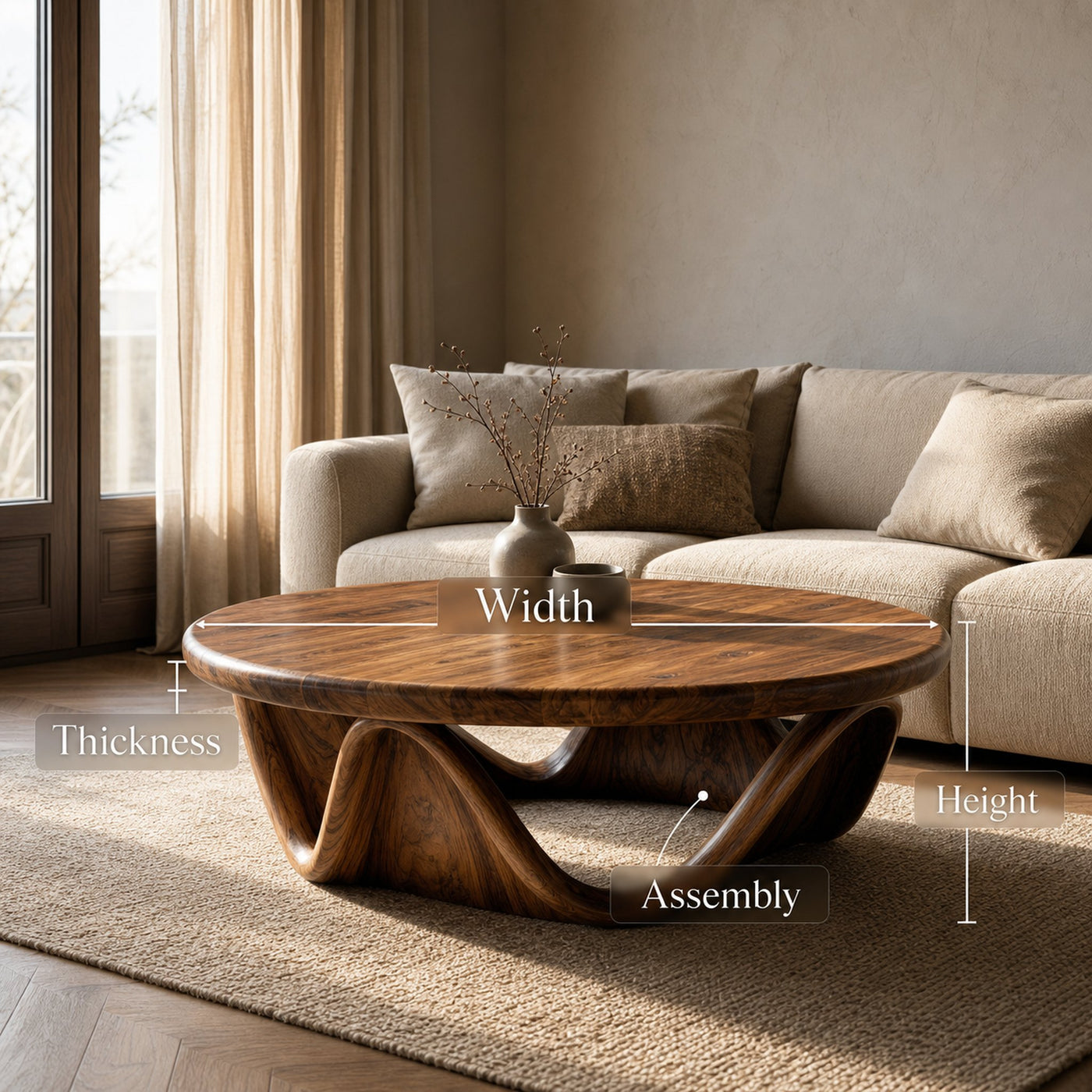Modern Coffee Table With Unique Flowing Base For Living Room - product view 8