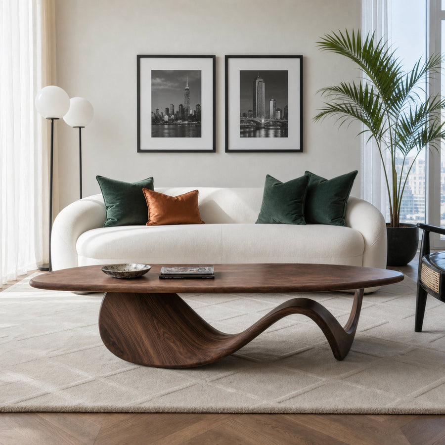 Modern Coffee Table With Wave Design For Living Room