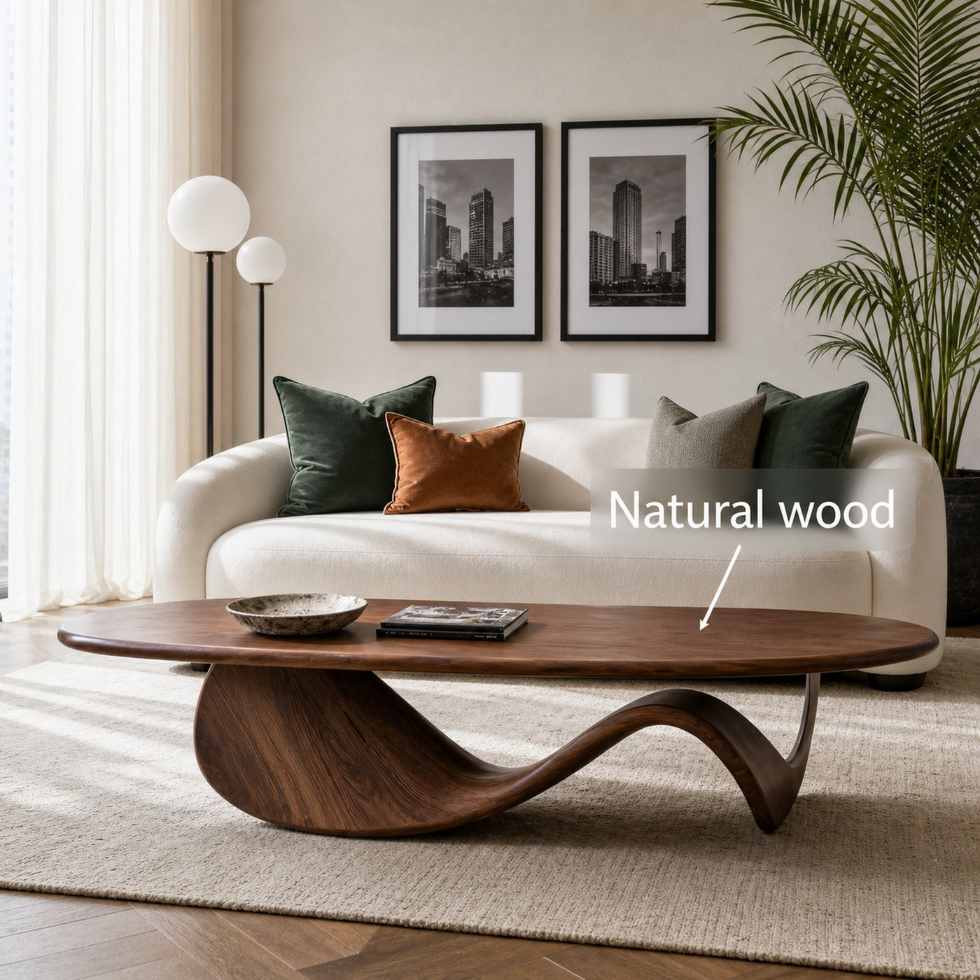 Modern Coffee Table With Wave Design For Living Room - product view 6