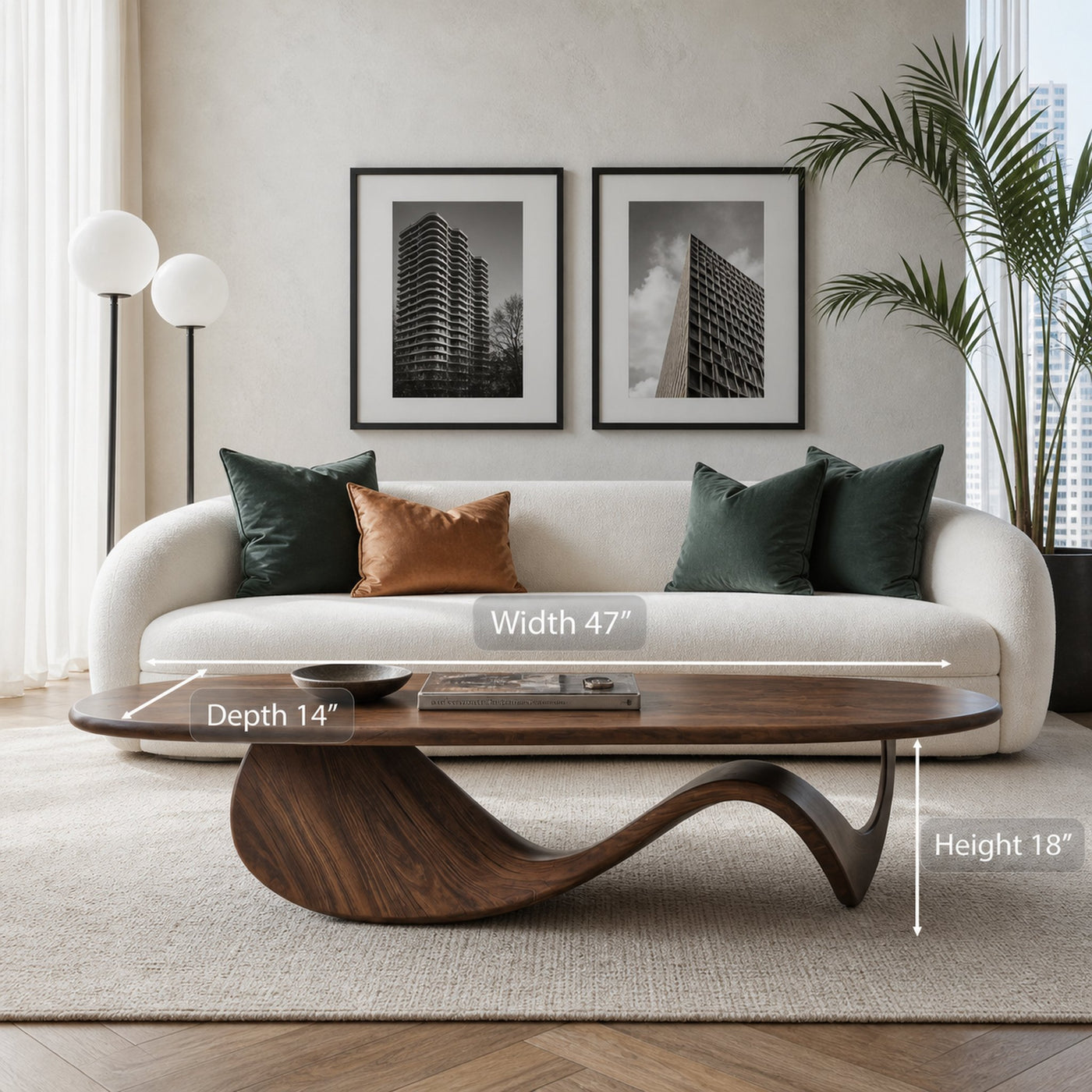 Modern Coffee Table With Wave Design For Living Room - product view 7