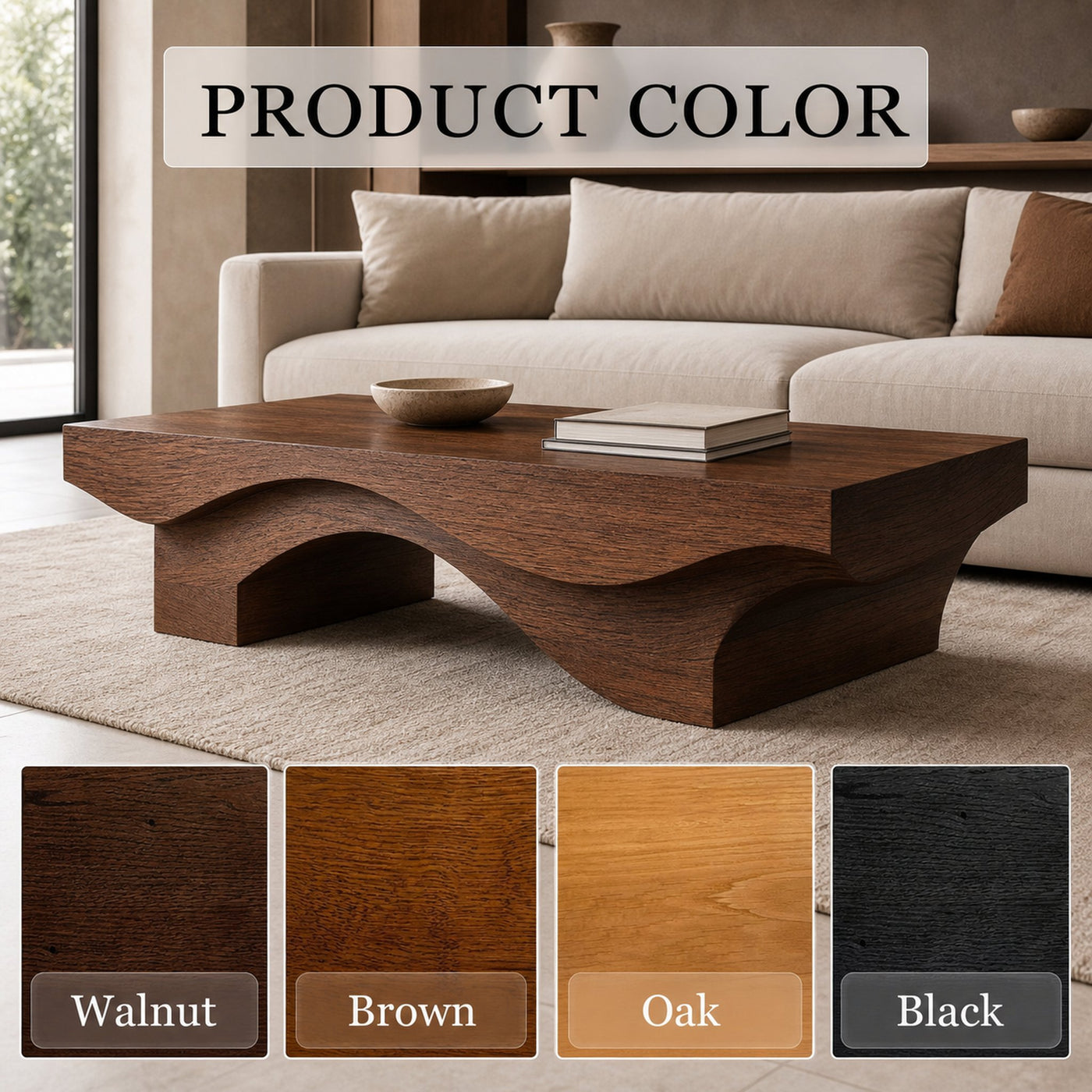 Modern Coffee Table With Wave Design For Living Room - product view 8
