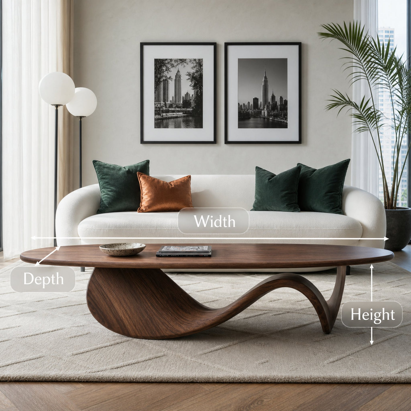 Modern Coffee Table With Wave Design For Living Room - product view 9
