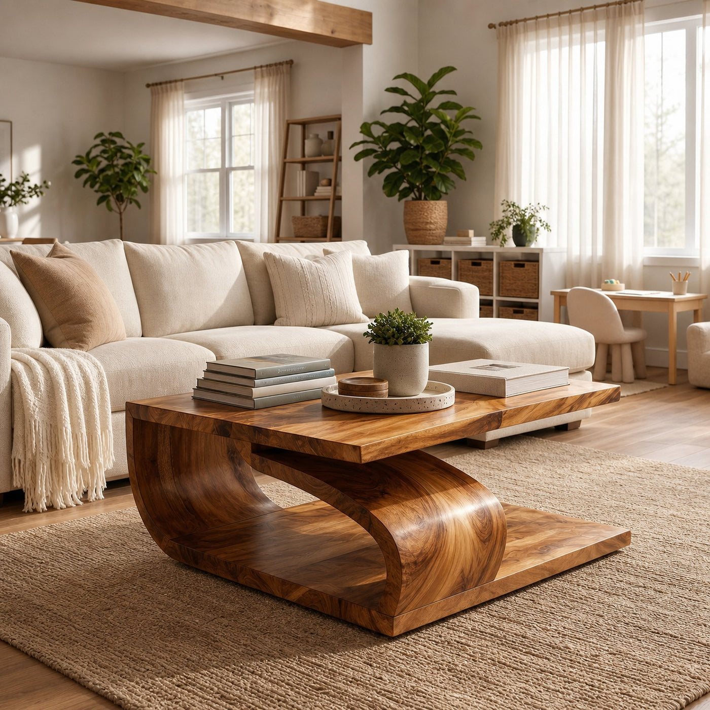 Modern Curved Base Coffee Table For Apartment