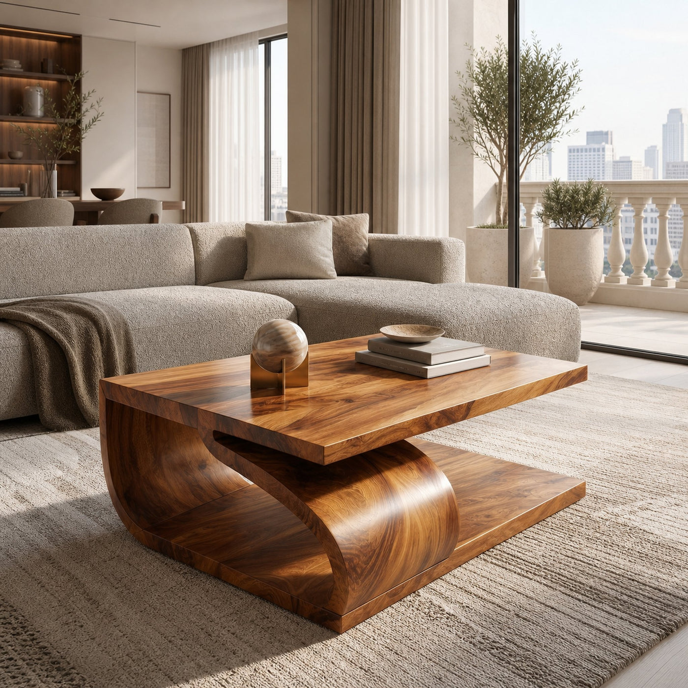 Modern Curved Base Coffee Table For Apartment - product view 6
