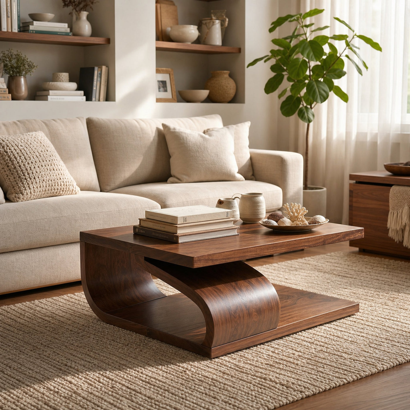 Modern Curved Base Coffee Table For Apartment - product view 7