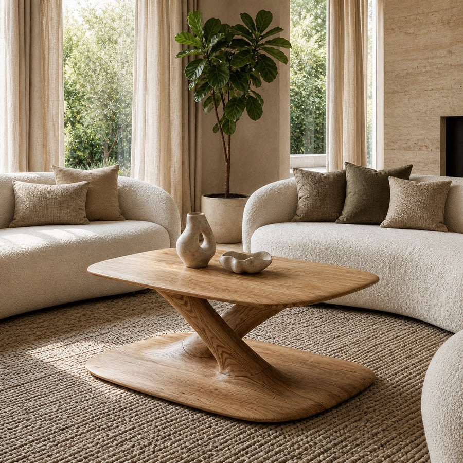 Modern Curved Coffee Table For Living Room And Lounge