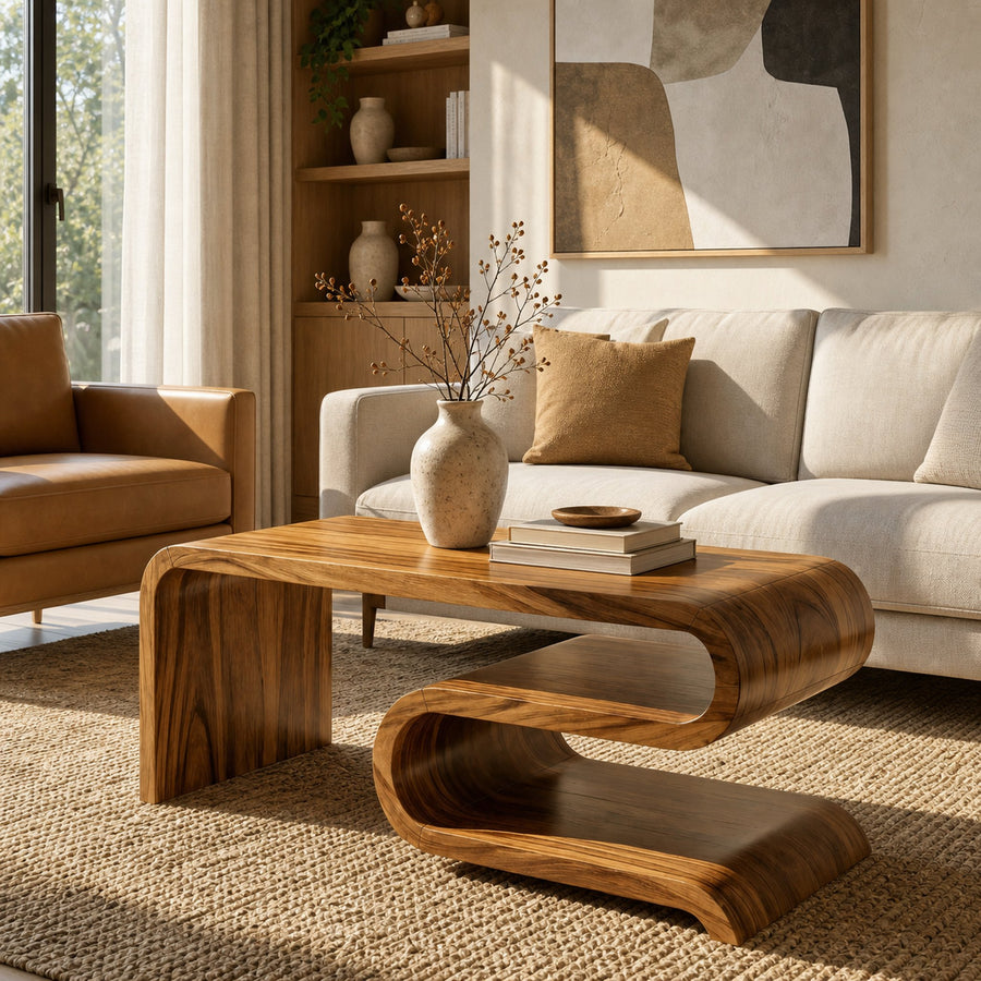 Modern Curved Coffee Table For Lounge