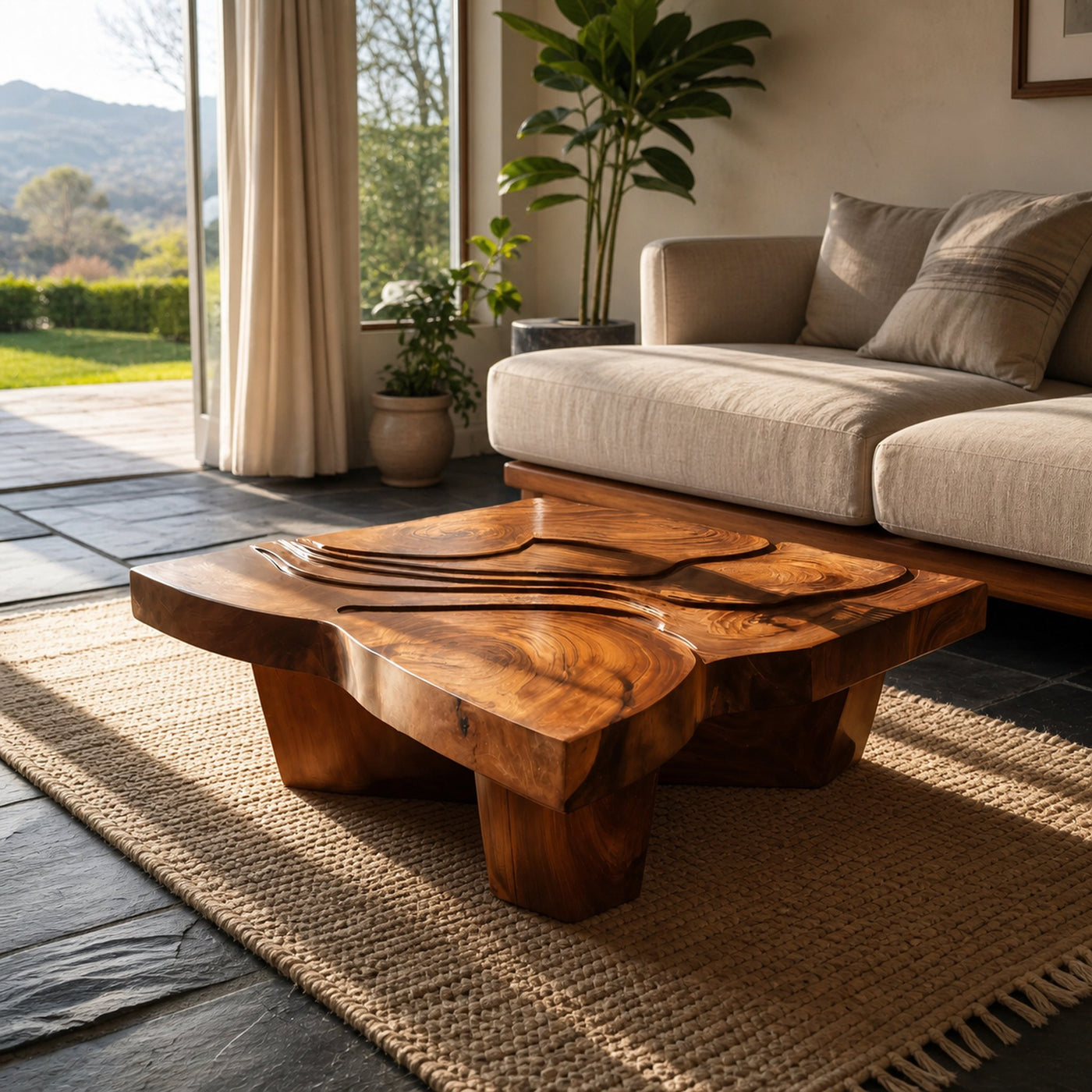 Modern Farmhouse Abstract Coffee Table For Living Room Decor - product view 2