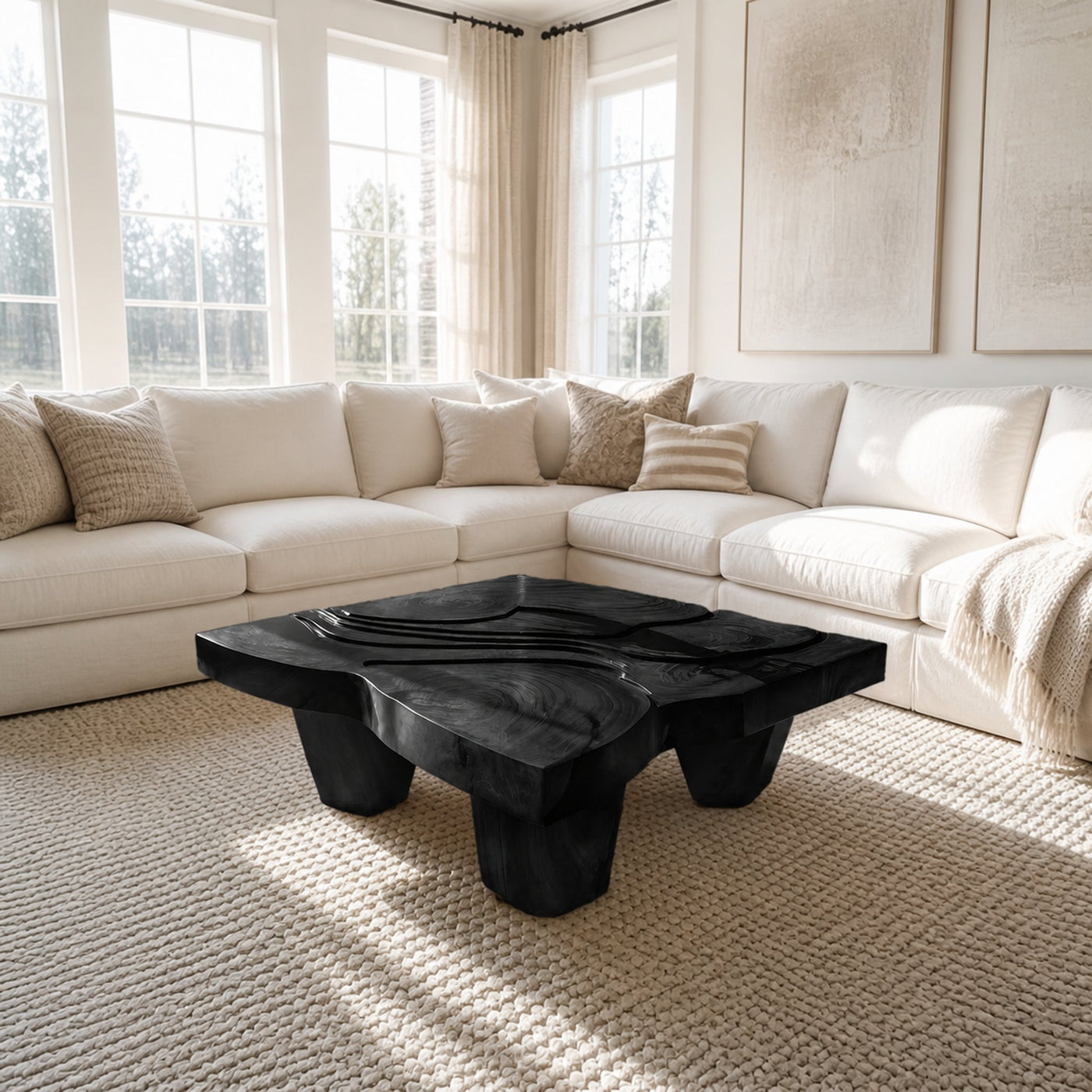 Modern Farmhouse Abstract Coffee Table For Living Room Decor - product view 4