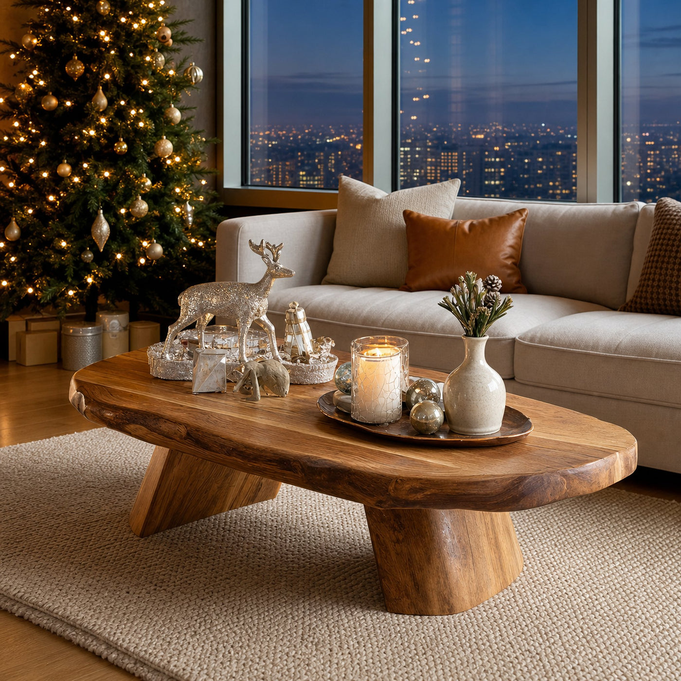 Modern Farmhouse Solid Wood Coffee Table For Holiday Entryway - product view 6