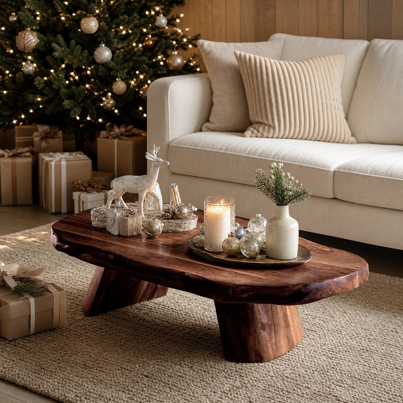 Modern Farmhouse Solid Wood Coffee Table For Holiday Entryway - product view 7