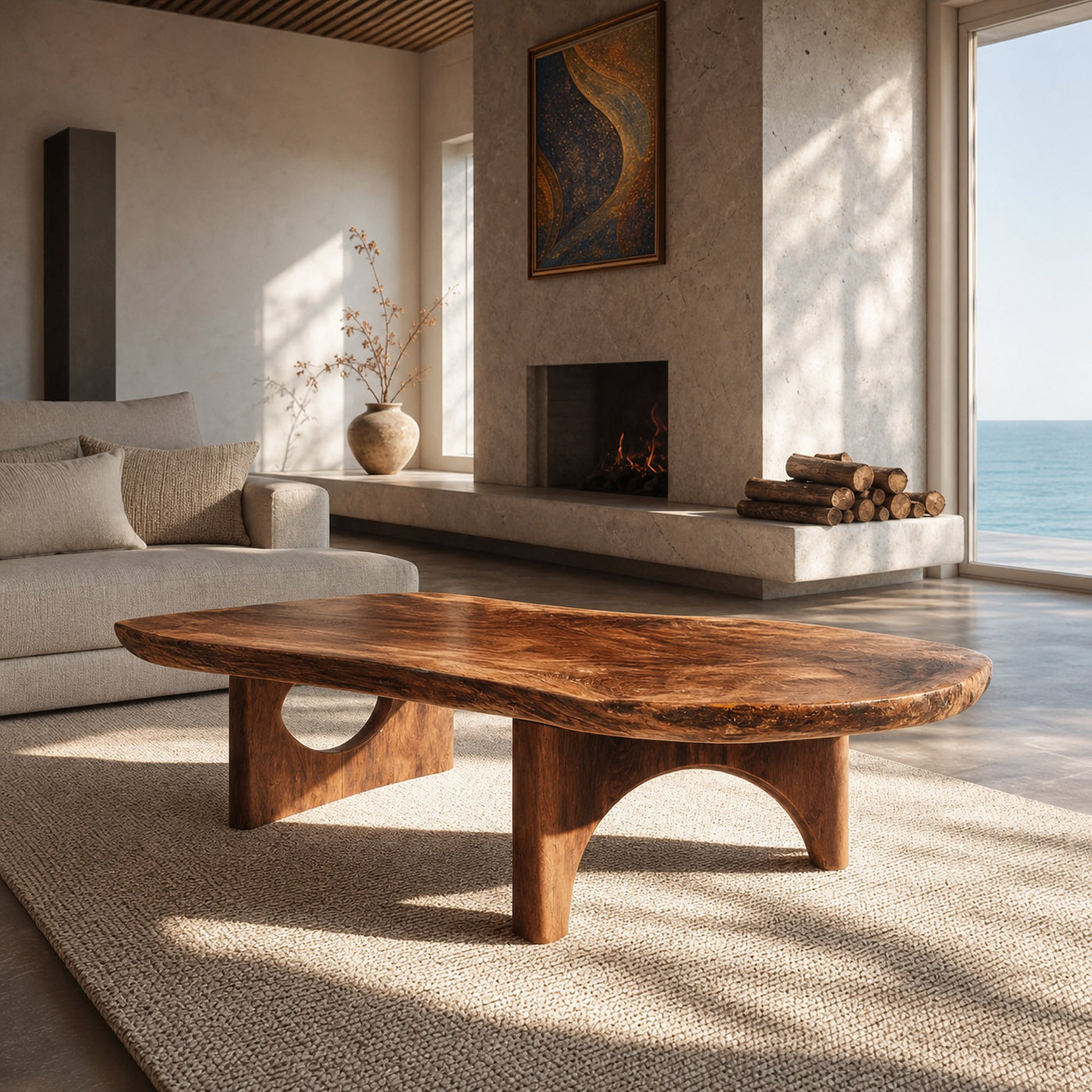 Modern Farmhouse Solid Wood Coffee Table For Living Room Use