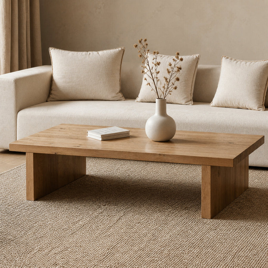 Modern Floating Wood Coffee Table Sitting Room Sleek Contemporary