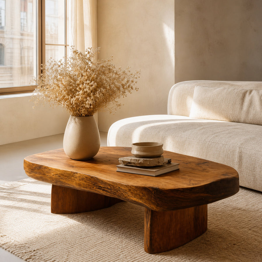 Modern Handcrafted Coffee Table Low Design For Living Room