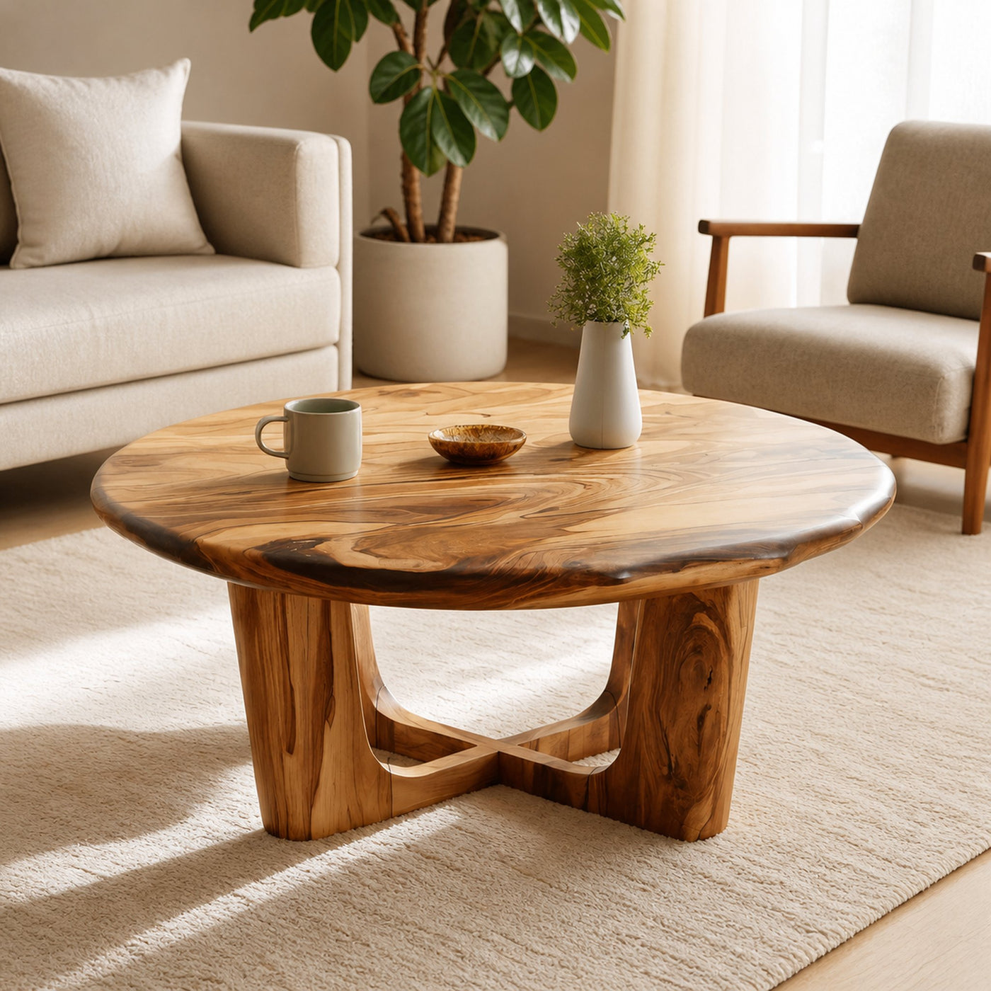 Modern Handcrafted Live Edge Low Table For Living Room Furniture Decor
