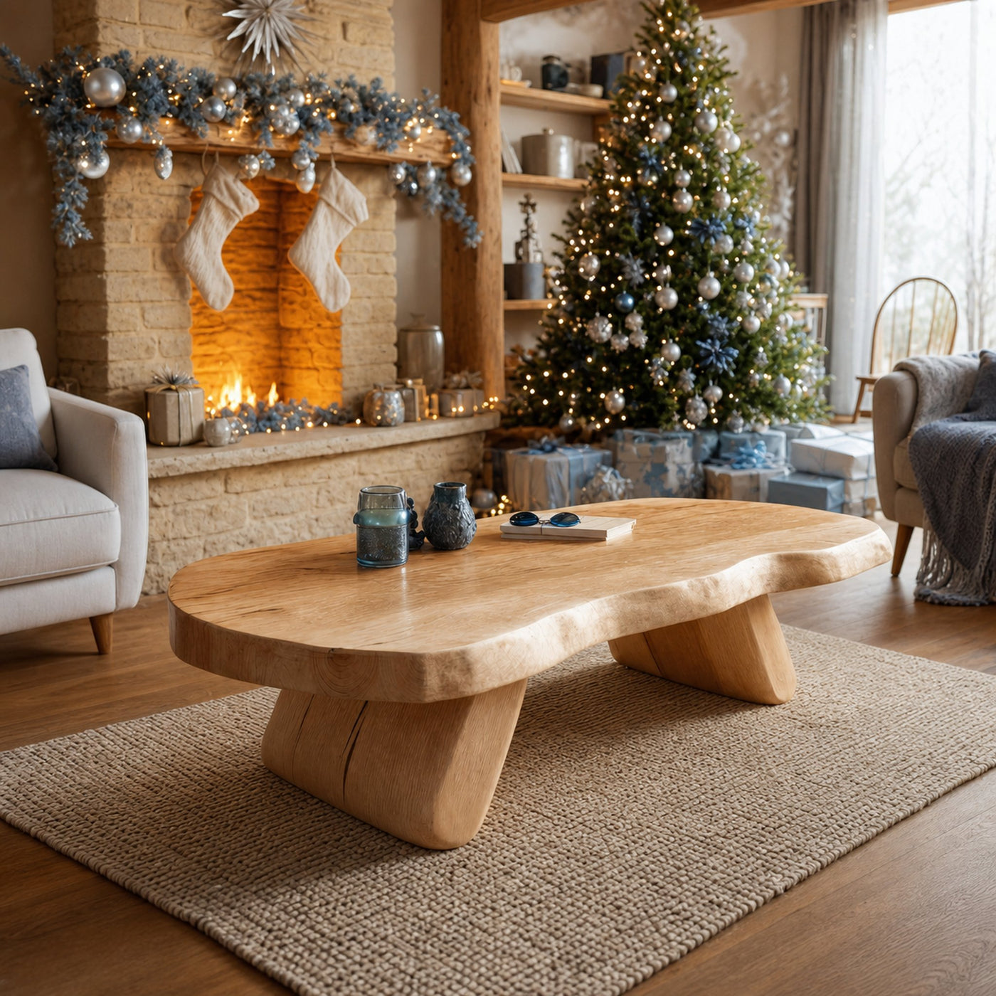 Modern Handcrafted Wooden Coffee Table For Holiday Living Room Design