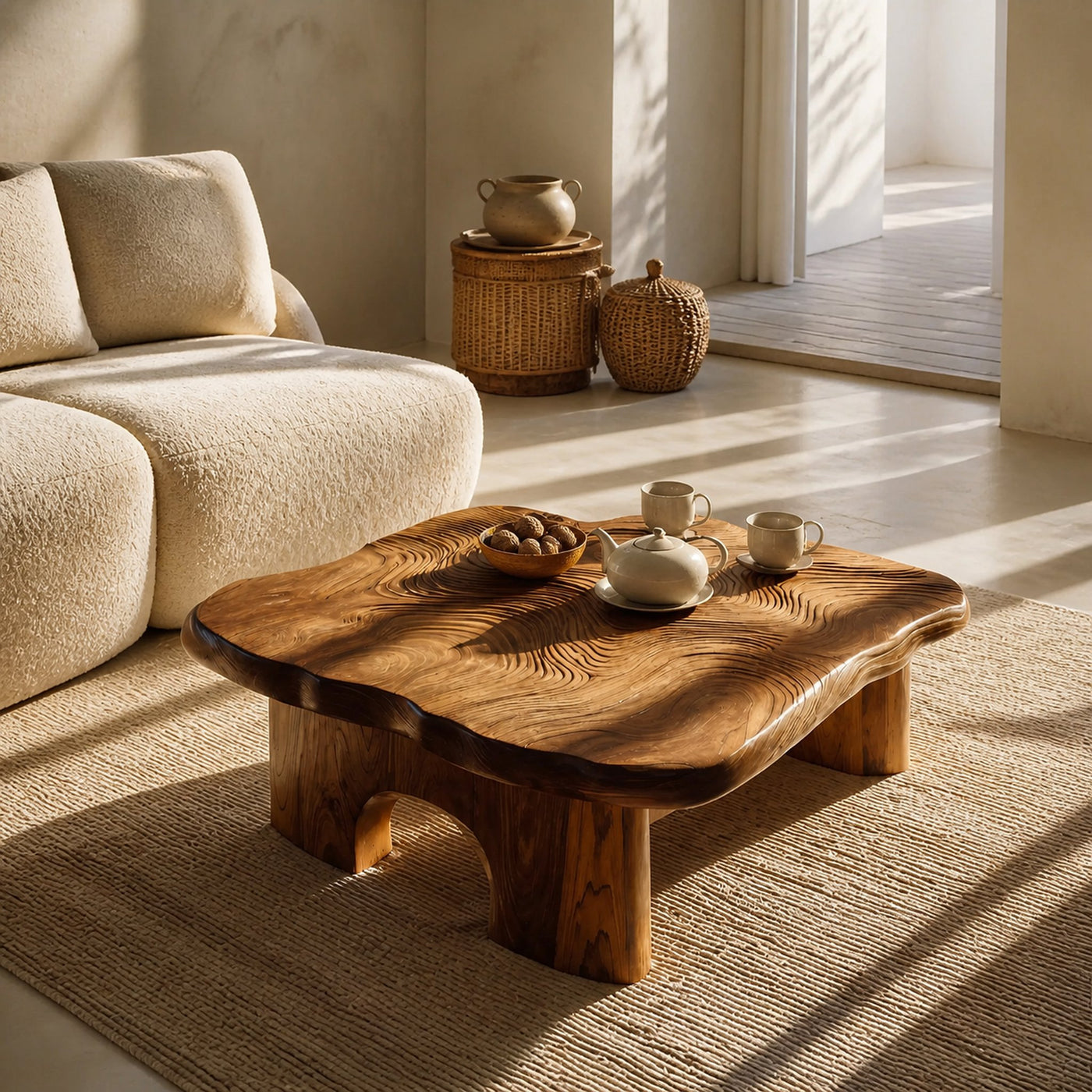 Modern Irregular Live Edge Coffee Table For Living Room Decor