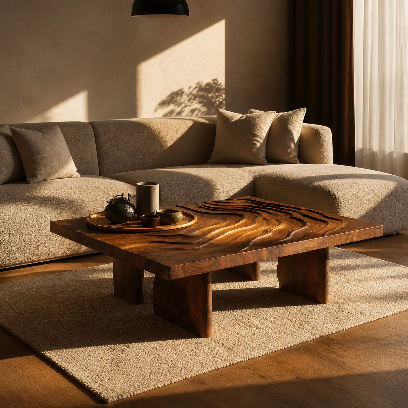 Modern Irregular Solid Wood Coffee Table For Furniture Decor