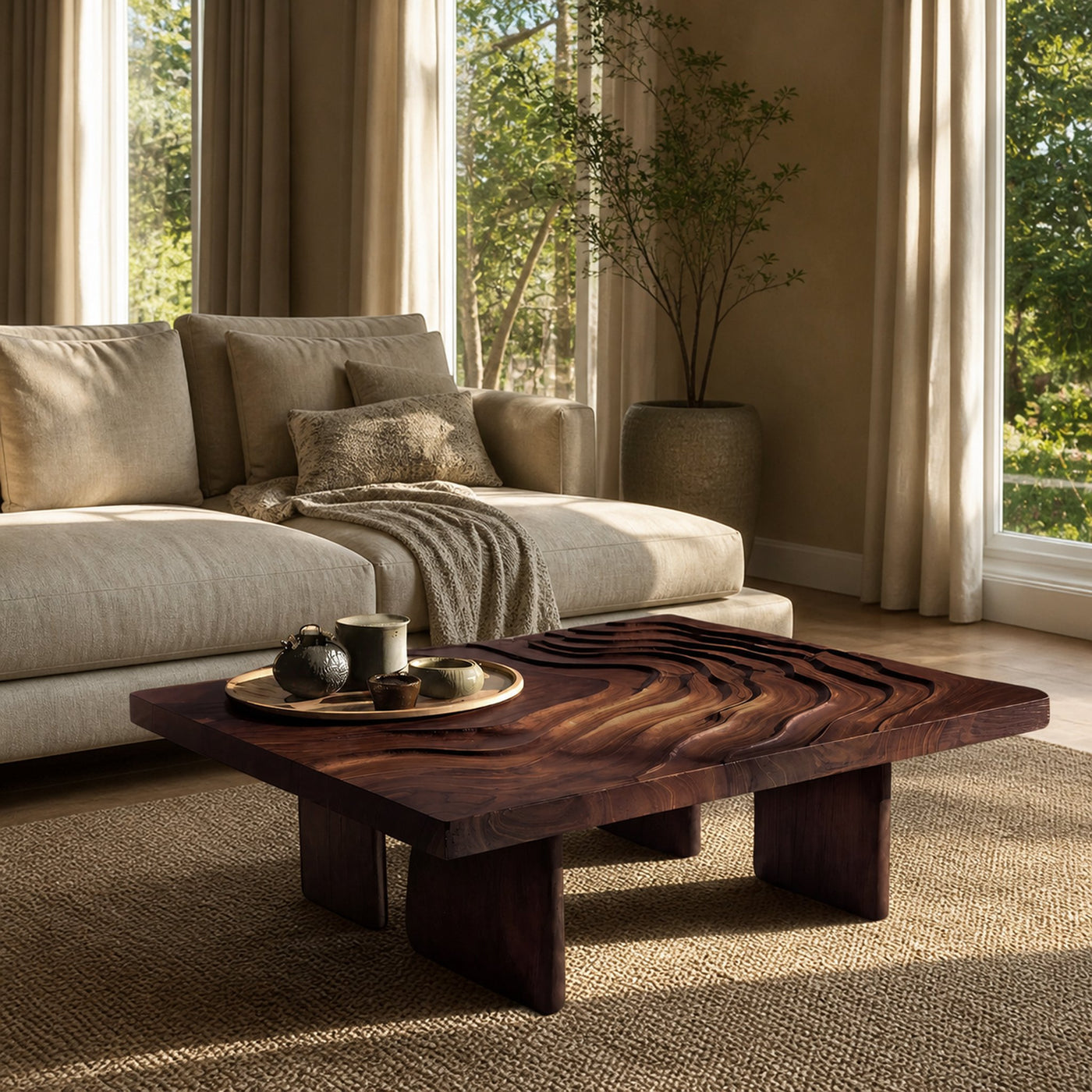 Modern Irregular Solid Wood Coffee Table For Furniture Decor - product view 7