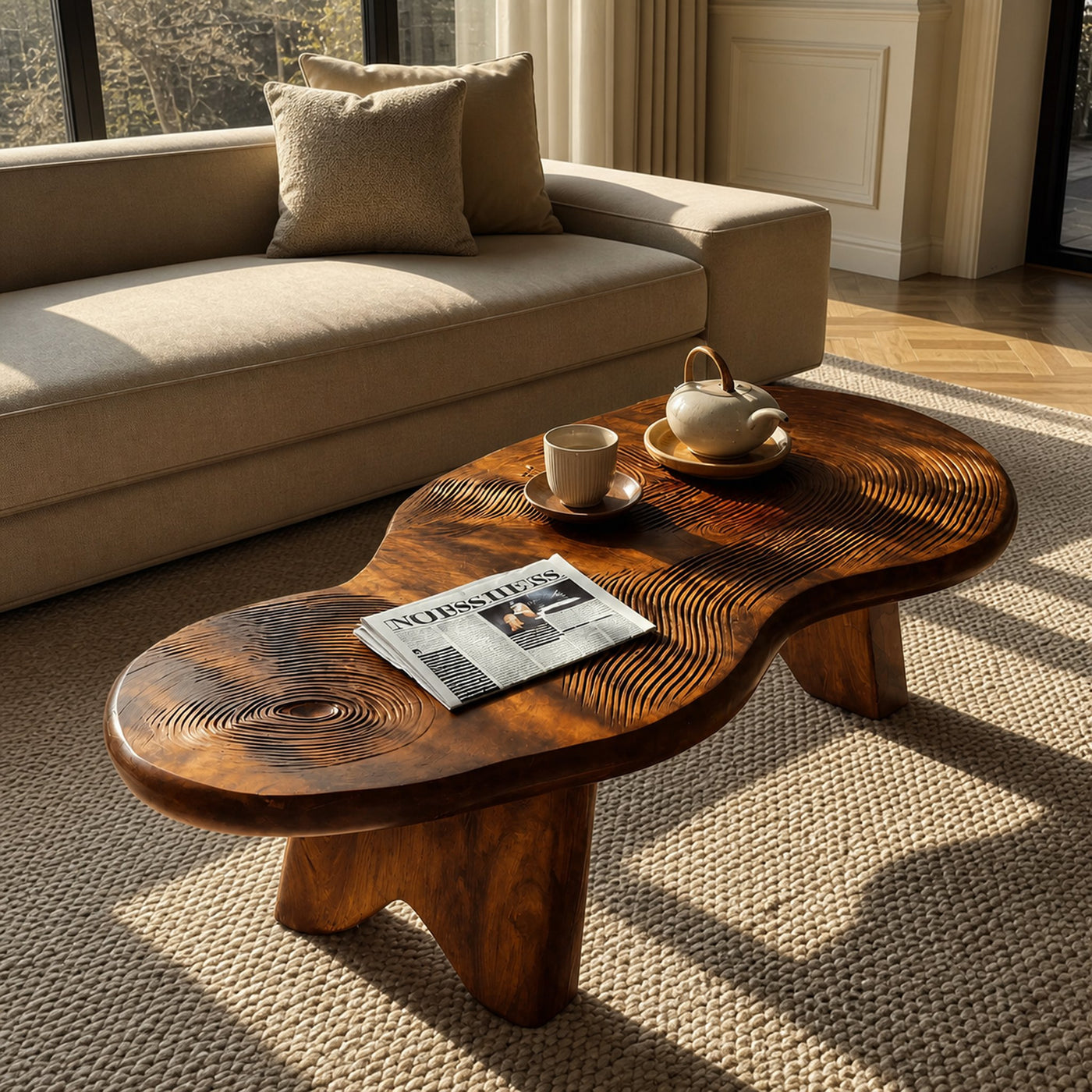 Modern Irregular Wood Coffee Table For Entryway Decor - product view 6