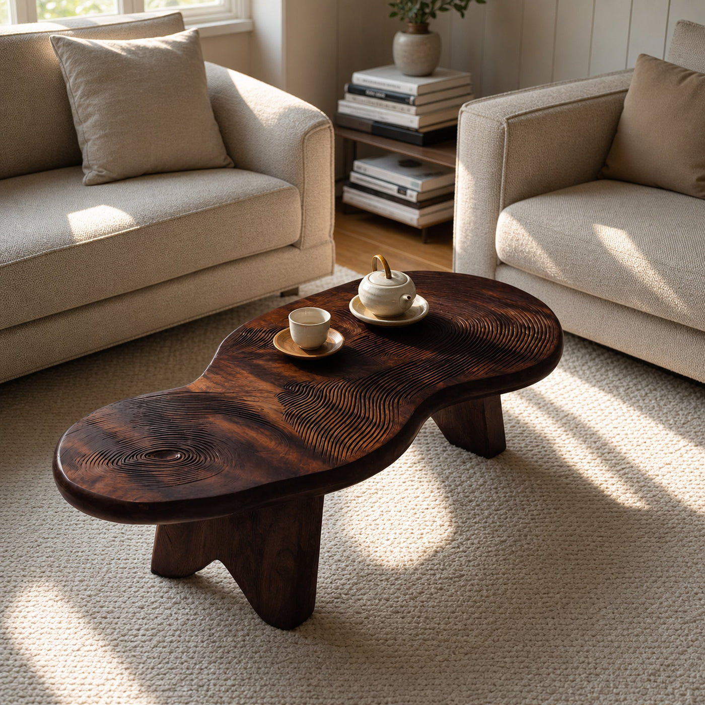 Modern Irregular Wood Coffee Table For Entryway Decor - product view 7