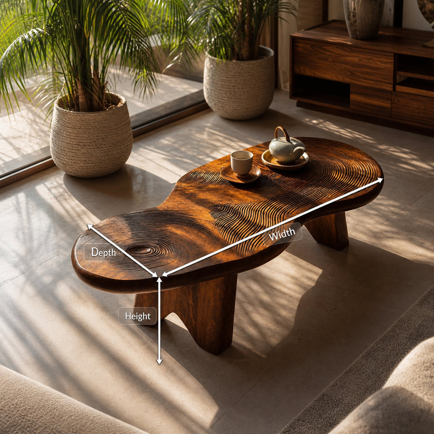 Modern Irregular Wood Coffee Table For Entryway Decor - product view 8