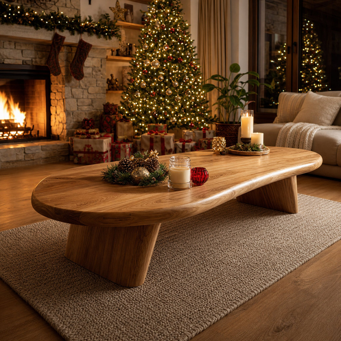 Modern Live Edge Coffee Table For Christmas Entryway Accent