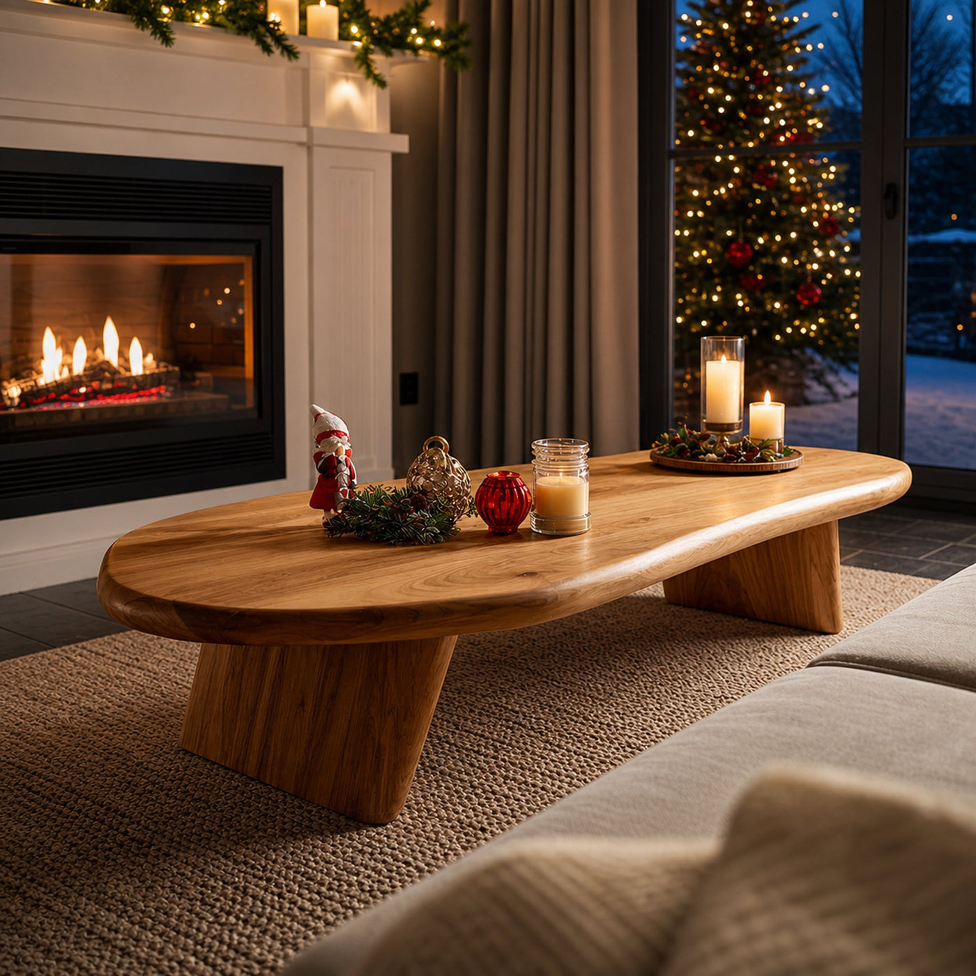 Modern Live Edge Coffee Table For Christmas Entryway Accent - product view 6