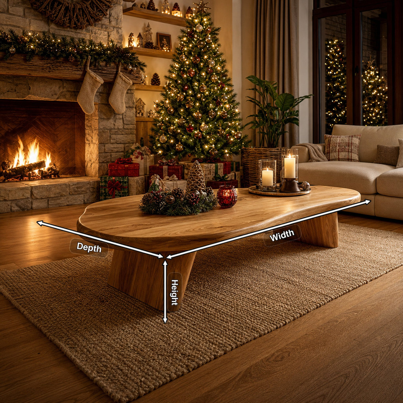 Modern Live Edge Coffee Table For Christmas Entryway Accent - product view 8
