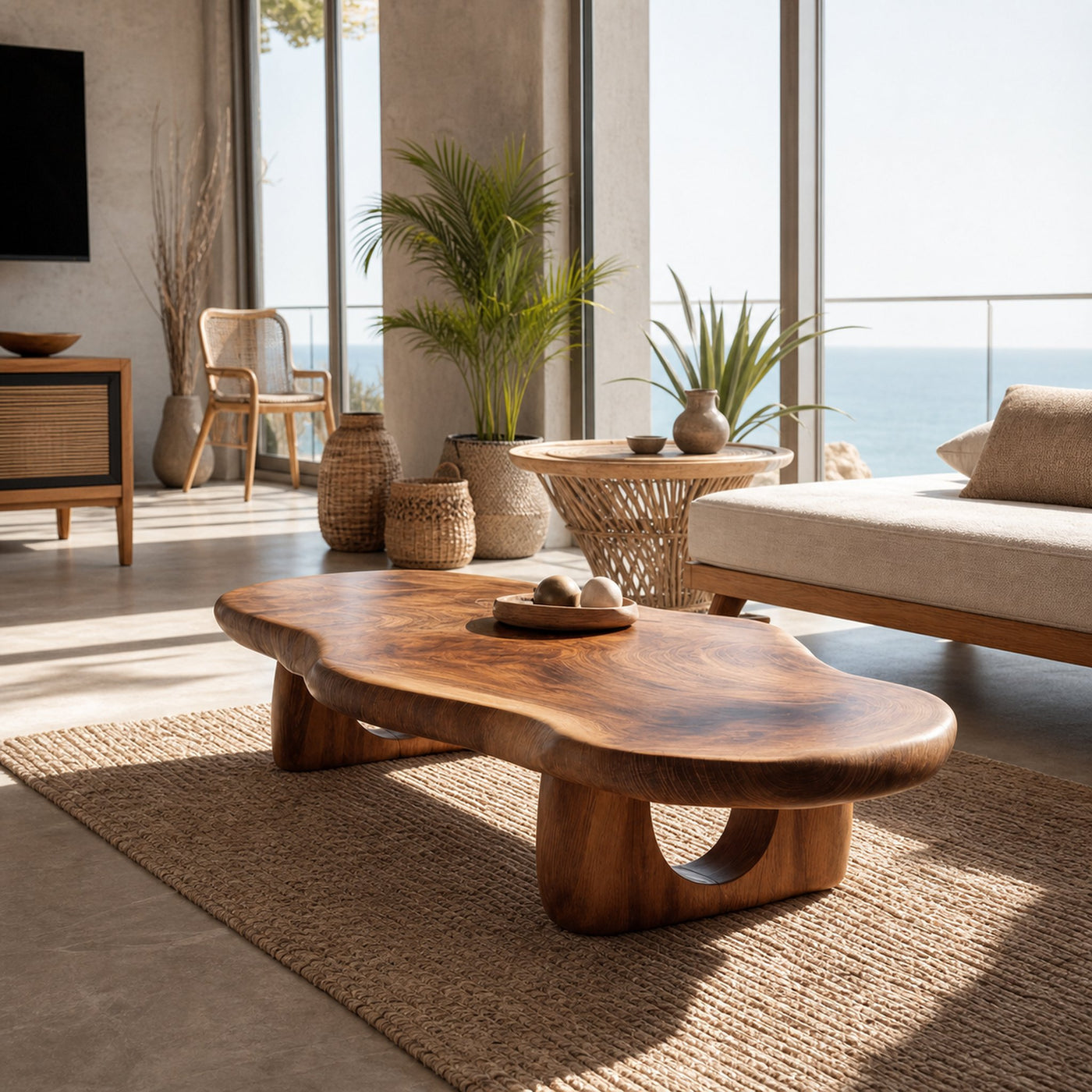 Modern Live Edge Coffee Table Solid Wood For Entryway Style