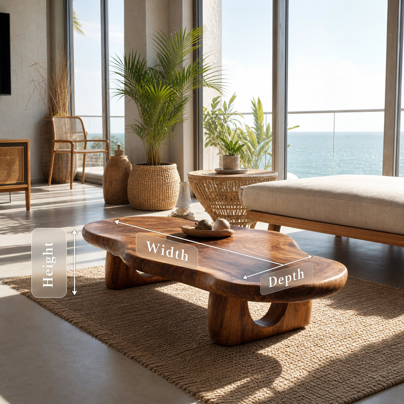 Modern Live Edge Coffee Table Solid Wood For Entryway Style - product view 6