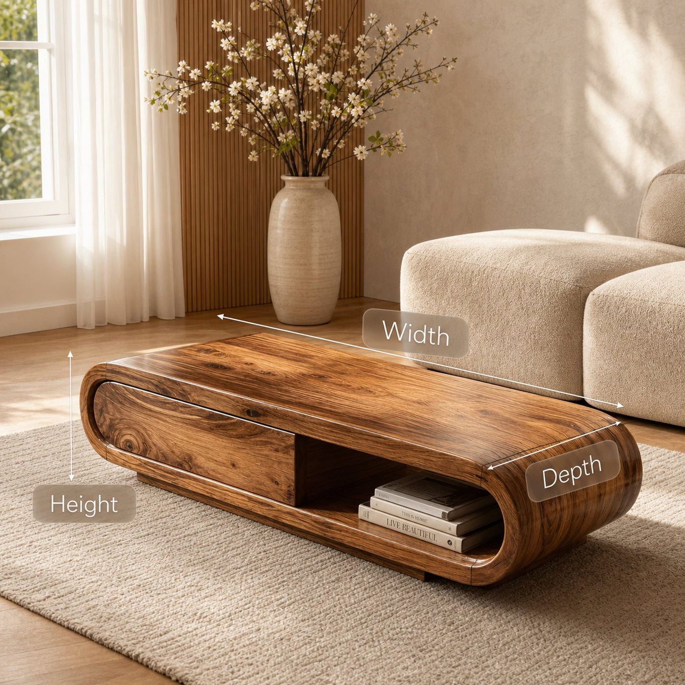 Modern Low Coffee Table With Storage For Living Room - product view 6