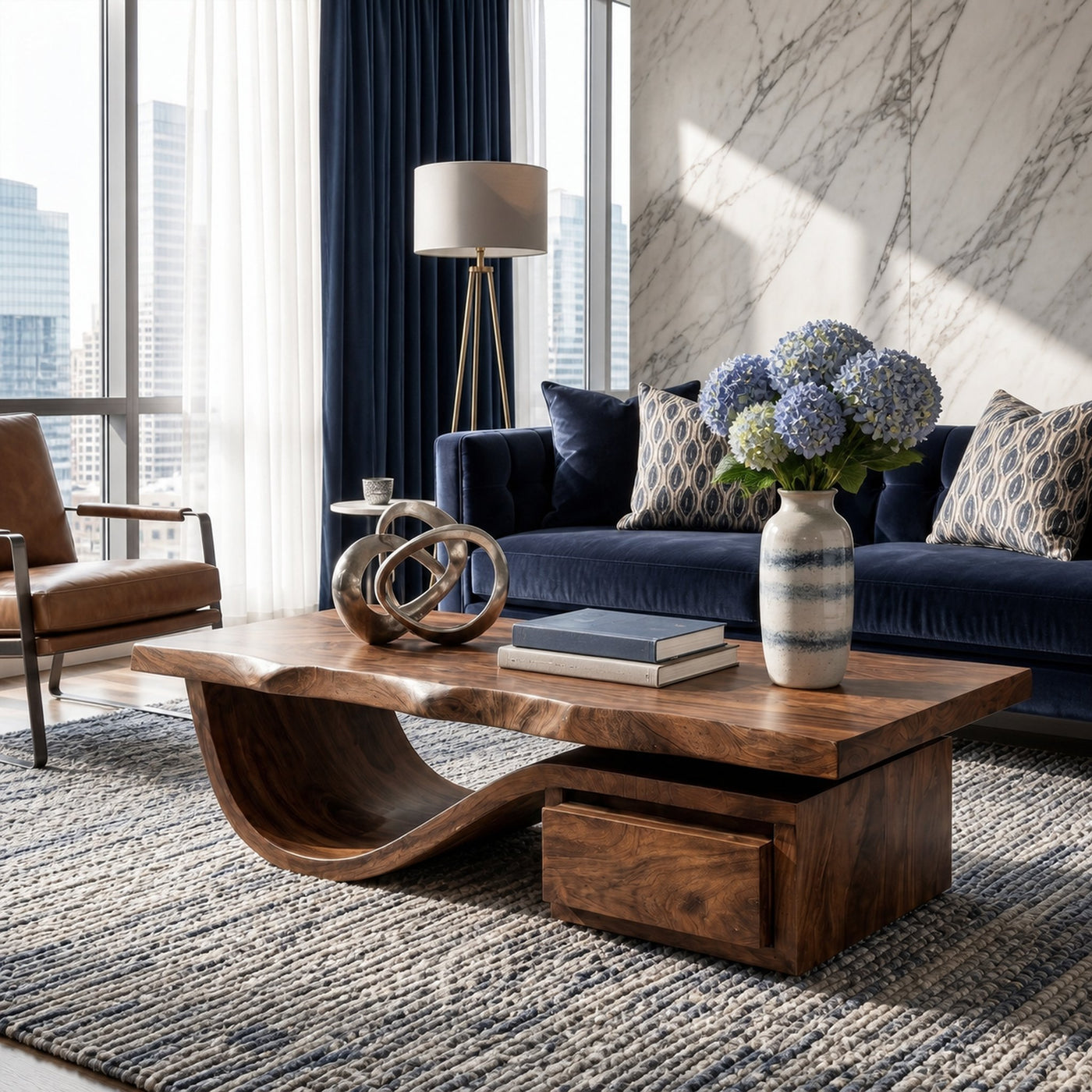 Modern Organic Coffee Table With Storage For Living Room And Lounge - product view 7