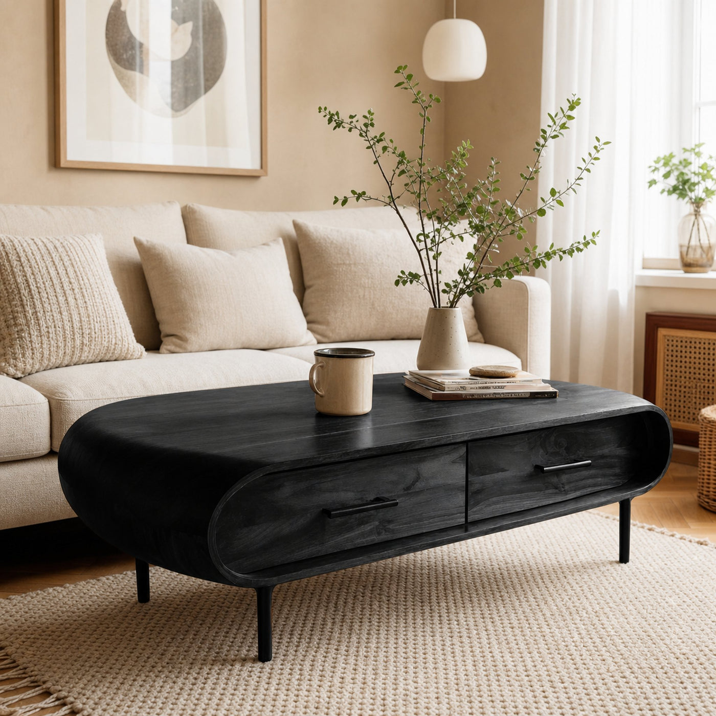 Modern Round Coffee Table With Drawer For Living Room - product view 7