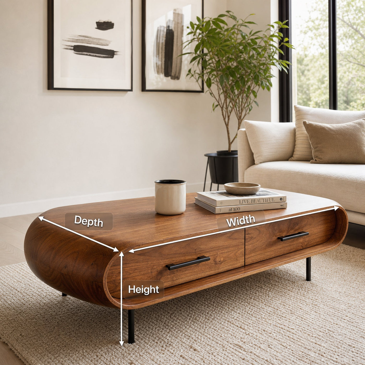 Modern Round Coffee Table With Drawer For Living Room - product view 8